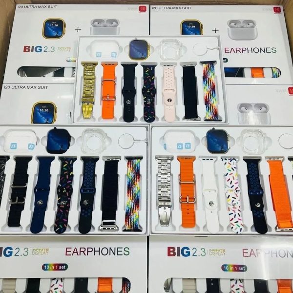 I20 Ultra Max Suit Smart Watch 10 In 1 Box 2.3inch Large Screen With 7 Strips Smartwatch With Airpords2 (random Color) - Amazorio