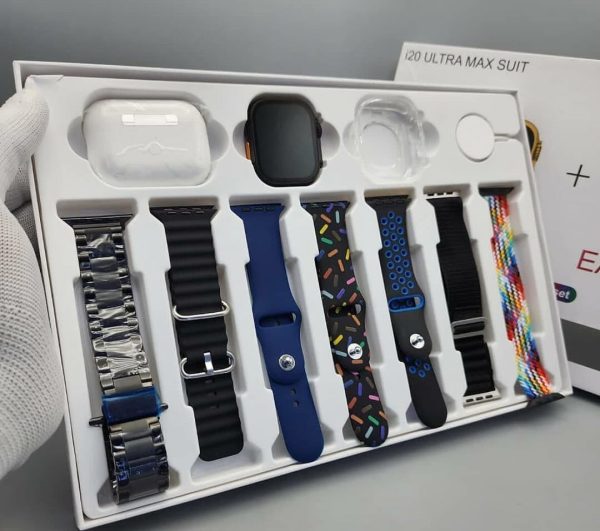 I20 Ultra Max Suit Smart Watch 10 In 1 Box 2.3inch Large Screen With 7 Strips Smartwatch With Airpords2 (random Color) - Amazorio