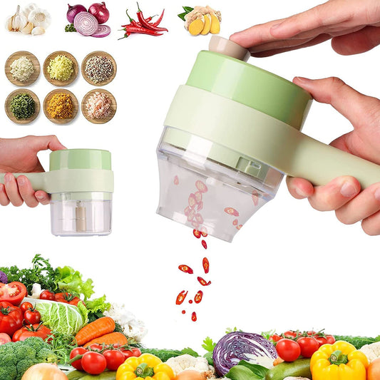 New High Quality 4 in 1 Electric Handheld Cooking Hammer Vegetable Cutter Set Electric Food Chopper Multifunction Vegetable Fruit Slicer