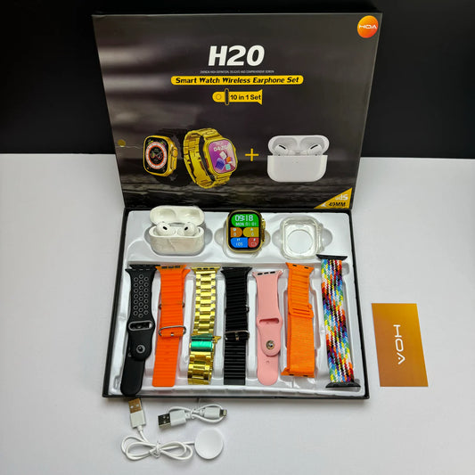 H20 Ultra Smartwatch 10 In 1 + Free Airpods Long Battery - Amazorio