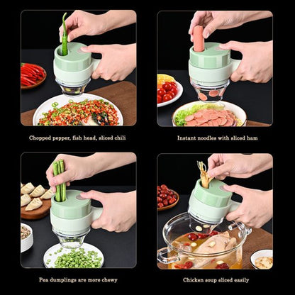 New High Quality 4 in 1 Electric Handheld Cooking Hammer Vegetable Cutter Set Electric Food Chopper Multifunction Vegetable Fruit Slicer