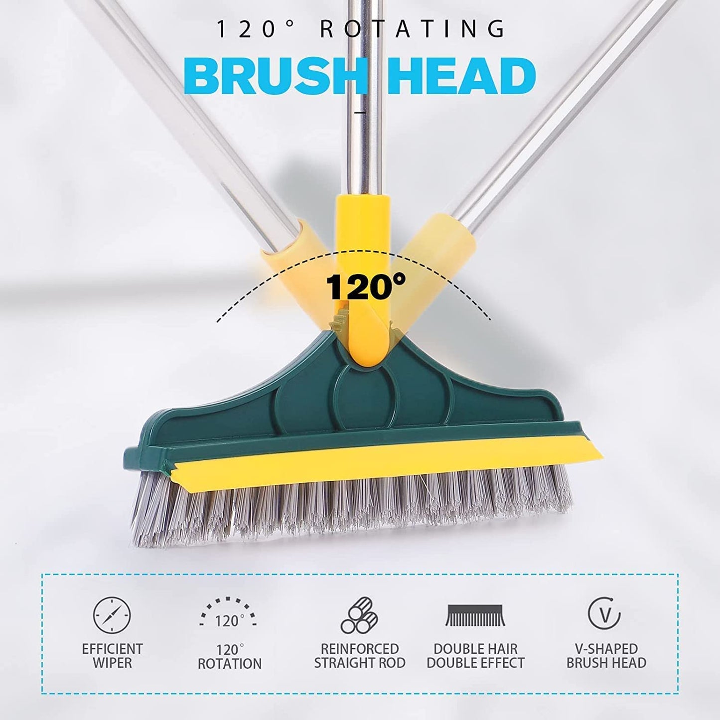 New ORIGINAL 2 In 1 Floor Cleaning Brush Bathroom Tile Windows Floor Cleaning Brush With 120° Rotatable Head – Multipurpose Bathroom Floor Cleaning Brush – Floor Brush Scrubber