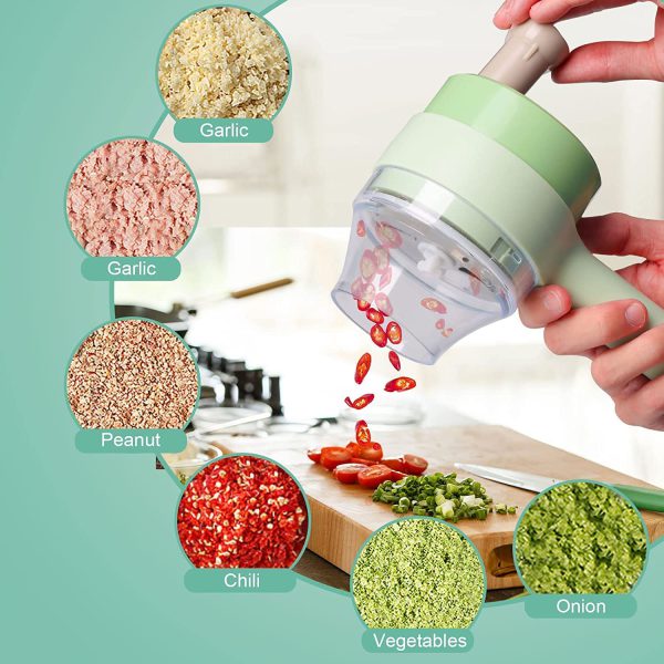 New High Quality 4 in 1 Electric Handheld Cooking Hammer Vegetable Cutter Set Electric Food Chopper Multifunction Vegetable Fruit Slicer