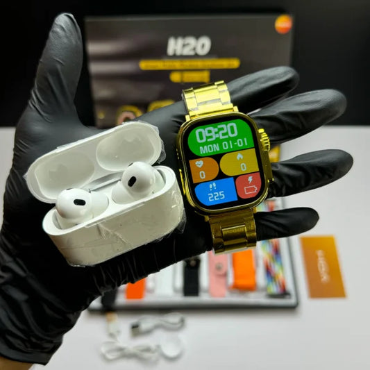 H20 Ultra Smartwatch 10 In 1 + Free Airpods Long Battery - Amazorio