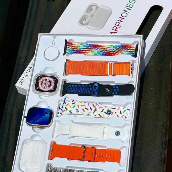 I20 Ultra Max Suit Smart Watch 10 In 1 Box 2.3inch Large Screen With 7 Strips Smartwatch With Airpords2 (random Color) - Amazorio