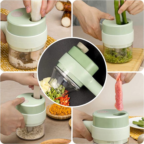 New High Quality 4 in 1 Electric Handheld Cooking Hammer Vegetable Cutter Set Electric Food Chopper Multifunction Vegetable Fruit Slicer