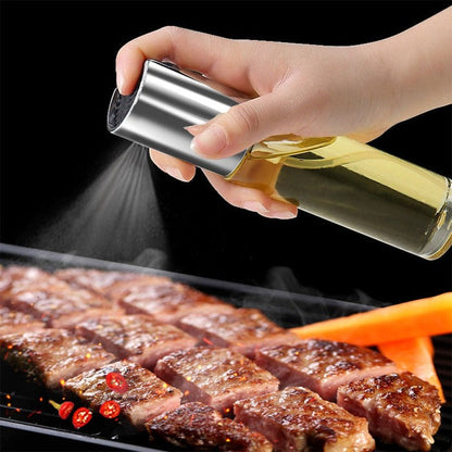 Original Stainless Steel Cooking Oil Spray Dispenser Glass Oil Spray Bottle Kitchen Tool Bbq Baking Grill Vinegar Oil Sauce Bottle 100ML