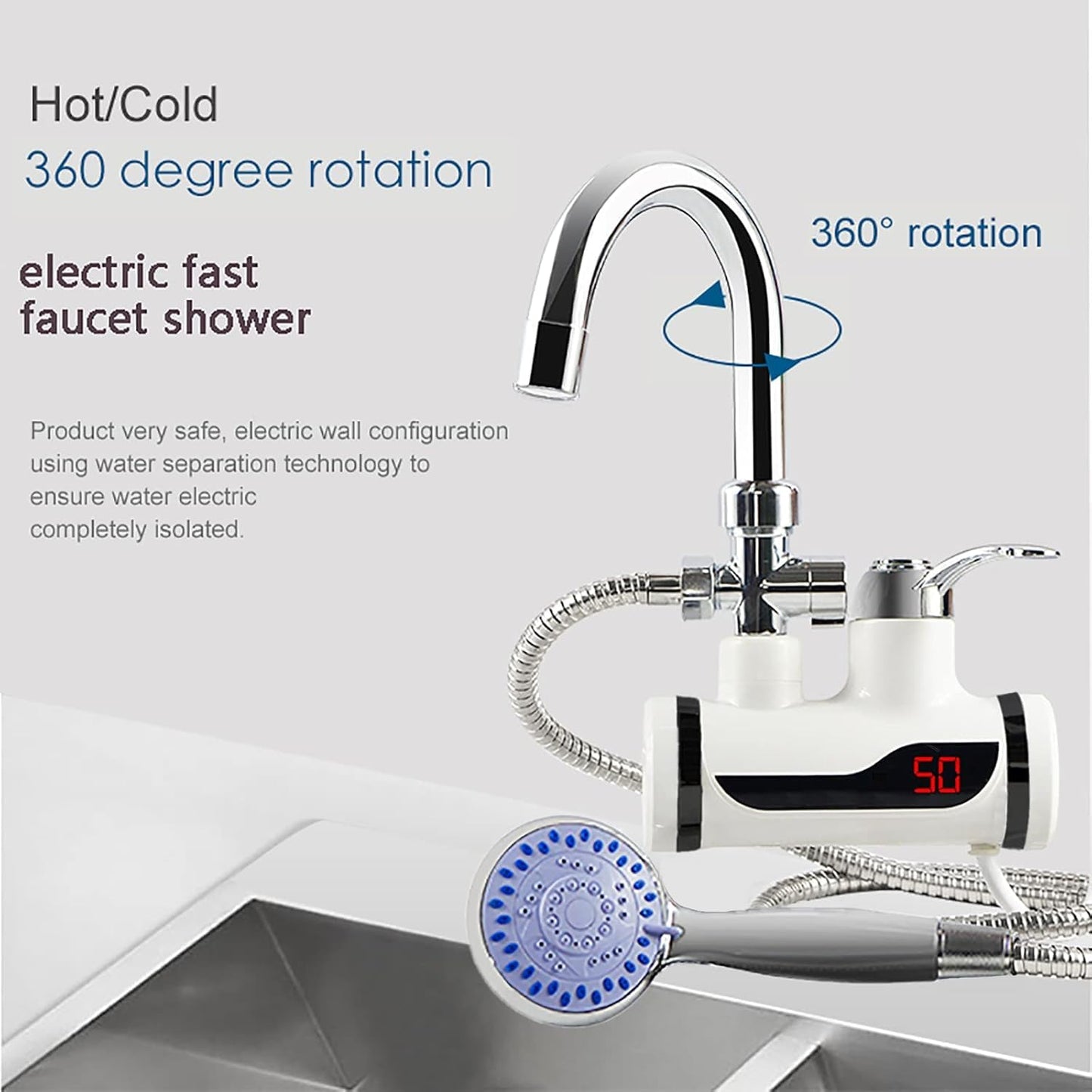 NEW Original Hot Water Tap Instant Heating Electric Water Heater Faucet, instant electric water heater tap, instant electric geyser, Electric Water Tap, Water Heater, For kitchen and bathroom, Water Geezer (with Shower)