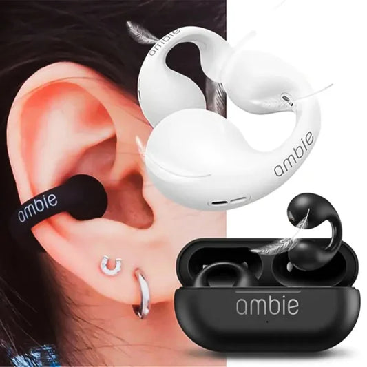 New High Quality Ambie Wireless Ear Clip Bluetooth 5.3 Headphones Ear cuffs Sport Outdoor Headset Earring Type Wireless Bluetooth IPX5 Waterproof Sports Earbuds For Ambie Sound