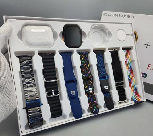 I20 Ultra Max Suit Smart Watch 10 In 1 Box 2.3inch Large Screen With 7 Strips Smartwatch With Airpords2 (random Color) - Amazorio