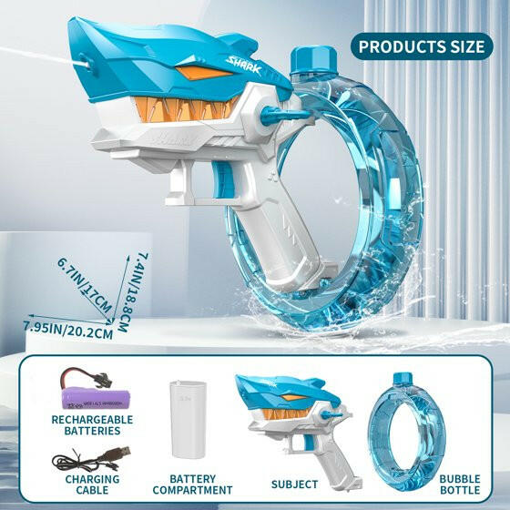 New High Quality Electric Water Gun - Shark Water Guns for Kids Adults, 32FT Automatic Squirt Guns High Capacity Water Guns, Summer Water Play Toys