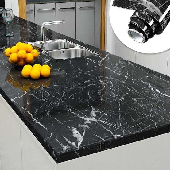 Self Adhesive Black Marble Sheet Sticker For Kitchen, Cupboard, Wall – Anti Oil And Heat Resistant Wallpaper (60*2m)