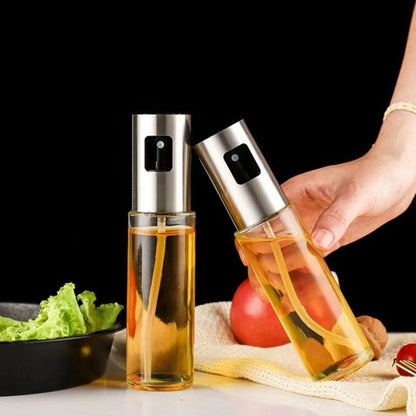 Original Stainless Steel Cooking Oil Spray Dispenser Glass Oil Spray Bottle Kitchen Tool Bbq Baking Grill Vinegar Oil Sauce Bottle 100ML