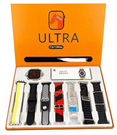 Calling 7-in-1 Ultra Smart Watch – Advanced Multi-feature Fitness Tracker With Heart Rate Monitor, Sleep Tracking, Bluetooth Calling, Sports Modes & More Random Color Straps – Smartwatch With 6 Silicone Stripes And 1 Metal Strip - Amazorio