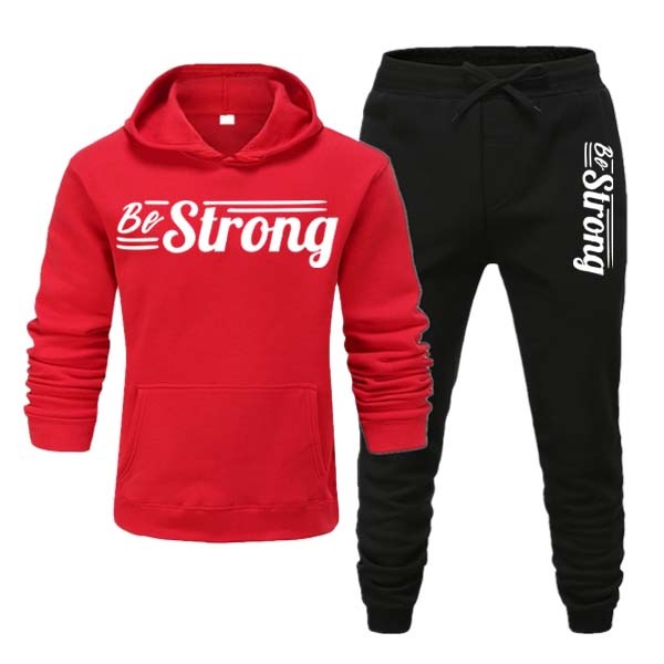 Be Strong Style Printed Winter Hoodie Trouser  Tracksuits For Mens