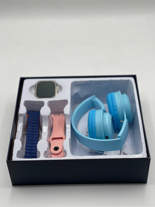 Ultra 2 Smart Watch Bundle – Includes Free P47 Wireless Headphone + 7 Interchangeable Straps - Amazorio