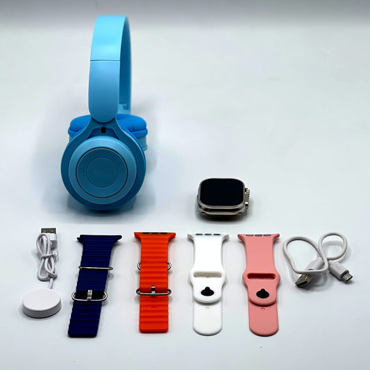 Ultra 2 Smart Watch Bundle – Includes Free P47 Wireless Headphone + 7 Interchangeable Straps - Amazorio