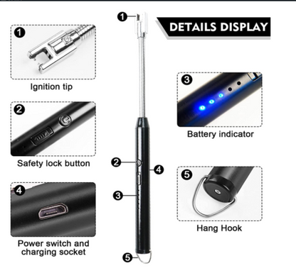 Original Arc Rechargeable Lighter With Usb Charging | Flameless Windproof | LED Battery Display | Safety Switch | Rotate 360 Degrees(random colors)