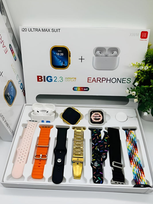 I20 Ultra Max Suit Smart Watch 10 In 1 Box 2.3inch Large Screen With 7 Strips Smartwatch With Airpords2 (random Color) - Amazorio