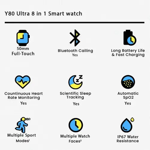 Y80 Ultra 8 In 1 Smart Watch (random Colour) - Amazorio