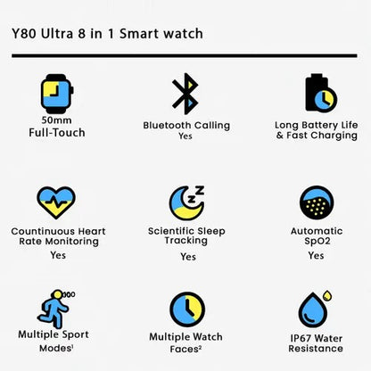 Y80 Ultra 8 In 1 Smart Watch (random Colour) - Amazorio